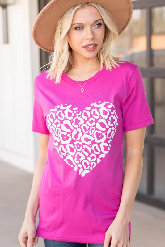 women's tops for fashion-conscious professionalsLeopard Love Berry Pink Graphic Tee