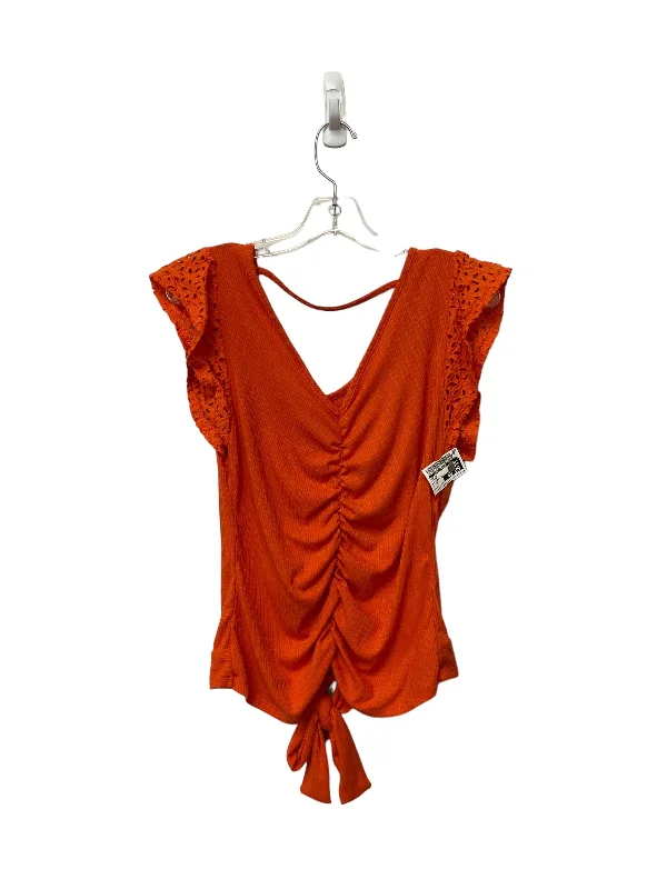 women's tops for fashion-conscious professionalsOrange Top Short Sleeve Clothes Mentor, Size M