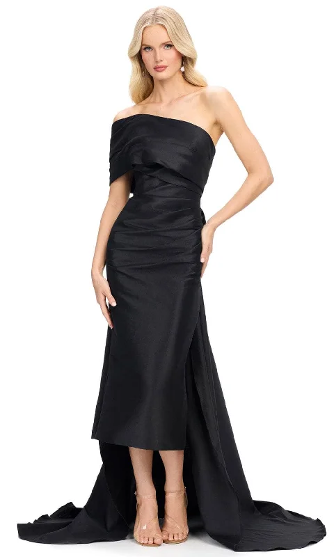 Scoop-Neck DressAshley Lauren 11727 - Bow Draped Sheath Evening Gown