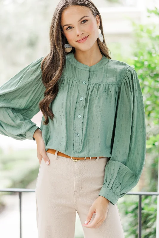 women's tops for those who want to wear versatile pieces that can be dressed up or downShow It Off Olive Green Button Down Blouse