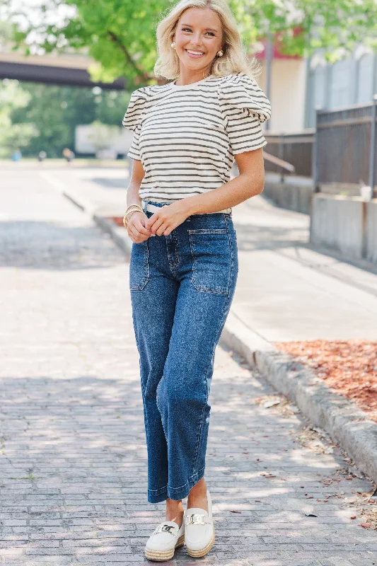 women's tops for those who want to make a bold fashion statement with their choice of topsMake It Yours Olive Green Striped Top