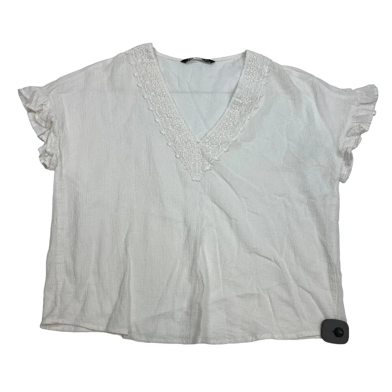 women's tops for those who want to stay updated with the latest fashion trendsWhite Top Short Sleeve Zara, Size M