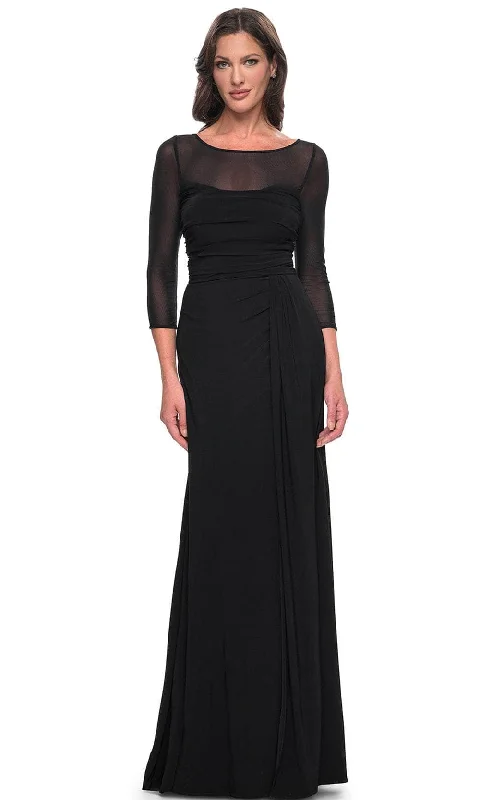 Minimalist DressLa Femme 30230SC - Quarter Sleeve Fitted Evening Dress