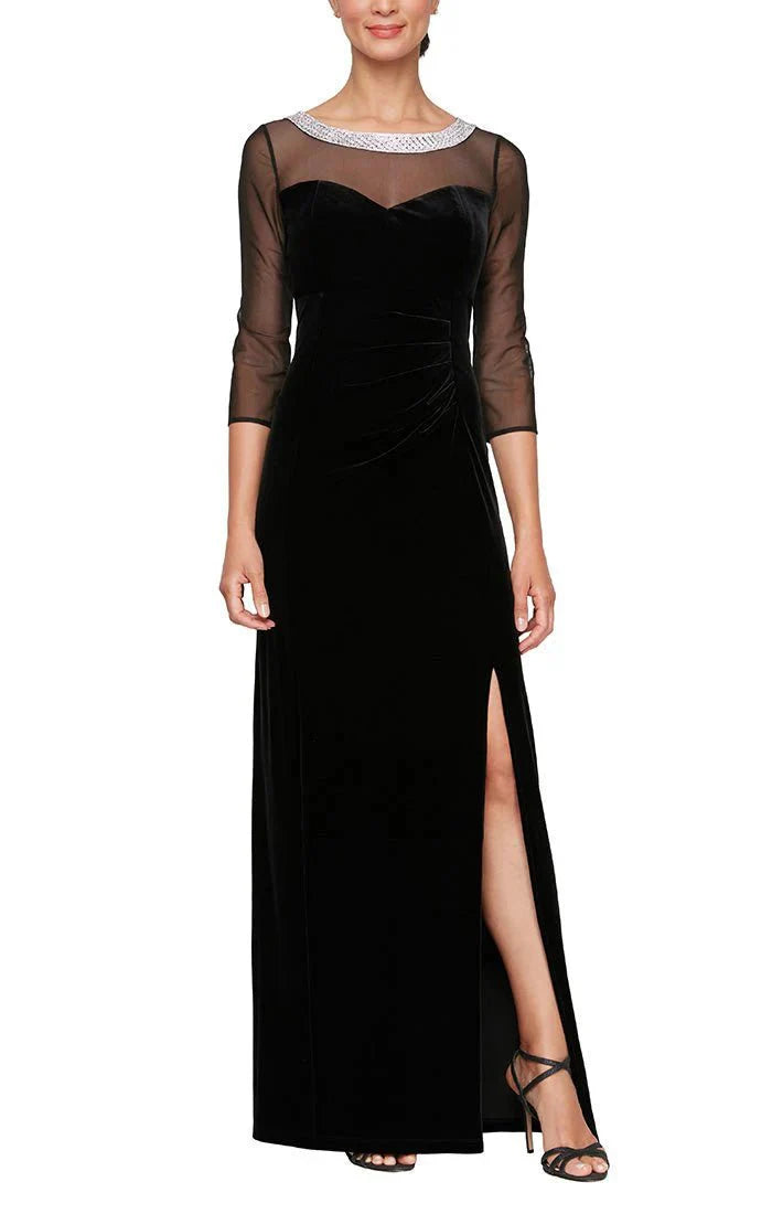 women's sheath dressesAlex Evenings 8191951 - Illusion Quarter Sleeve Evening Dress