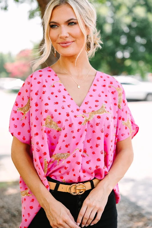 women's tops with sleeveless designsGo All Out Pink Leopard Top