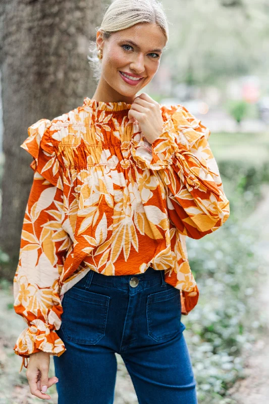 women's stylish topsBack To Back Mustard Yellow Floral Blouse