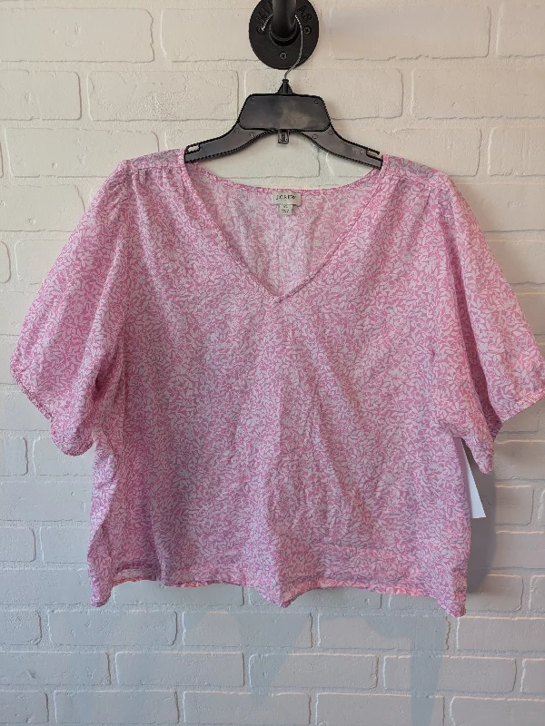 women's tops with flutter sleevesPink & White Top Short Sleeve J. Crew, Size Xl