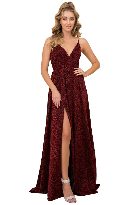 Solid Color DressNox Anabel - R356 V Neck A-Line Evening Gown