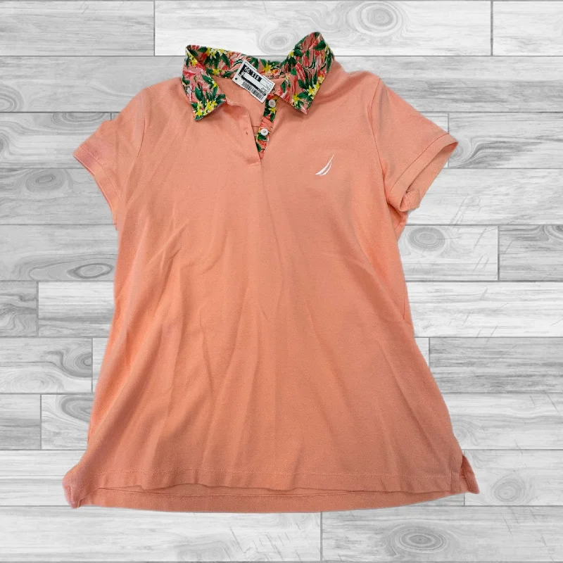 women's tops for those who want to stay on top of the latest fashion trends and wear pieces that are both stylish and on-trendOrange Top Short Sleeve Nautica, Size L