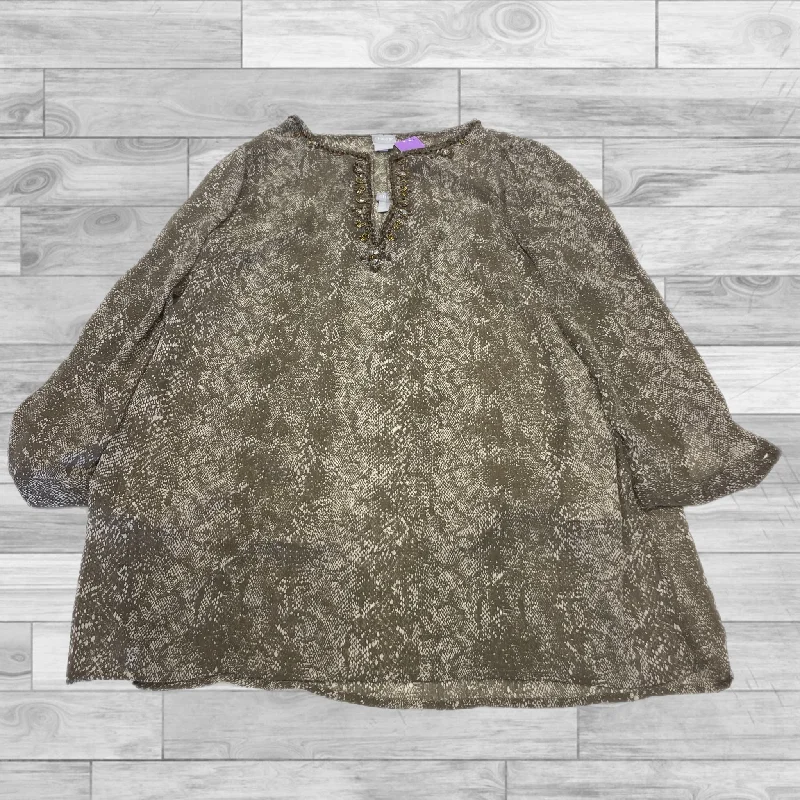 women's tops for those who love to experiment with fashionTop Long Sleeve By Chicos In Snakeskin Print, Size: 1 (Medium)