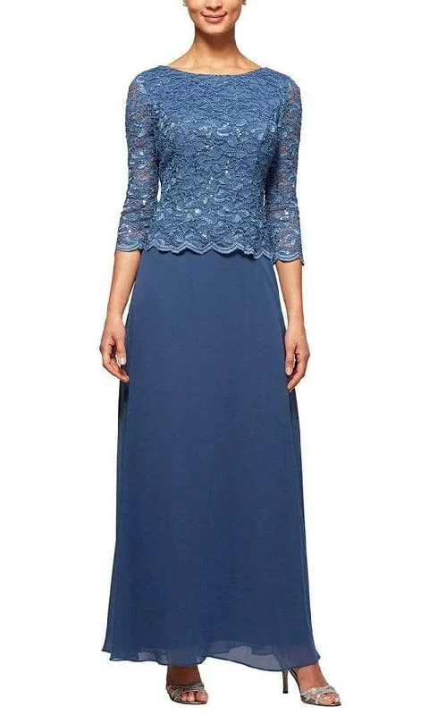 Skater DressAlex Evenings - Quarter Sleeve Lace Formal Dress 112655