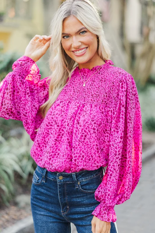 women's tops for those who seek both style and comfortCheck You Out Magenta Purple Leopard Blouse