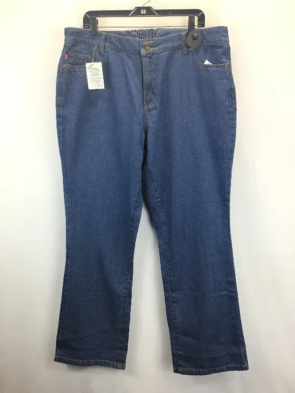 women's denim jeans with distressed hemsBlue Jeans Straight Woman Within, Size 18w