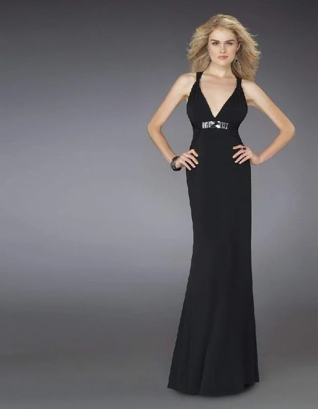 Tiered DressLa Femme 14180SC - Jeweled Empire Waist Evening Dress