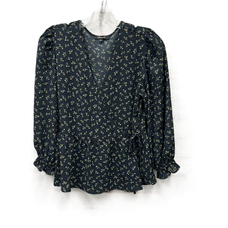 women's tops with lace-up frontsTop Long Sleeve By Madewell In Blue, Size: S