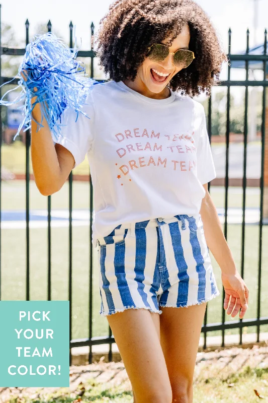 women's tops made from cottonDream Team White/Orange Graphic Tee