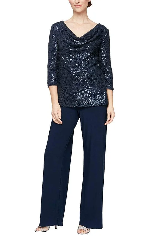 Casual Chic DressAlex Evenings - Cowl Pantsuit 8196808