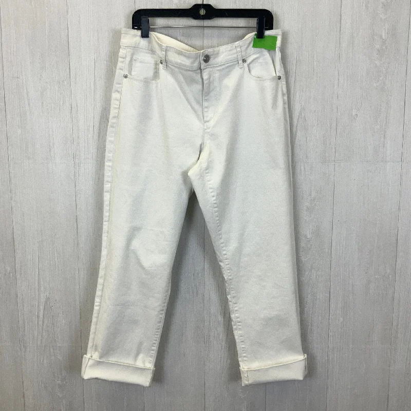 women's denim jeans with cotton blendWhite Denim Jeans Straight Loft, Size 14