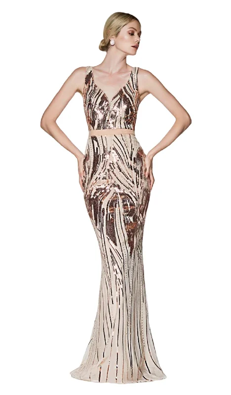 women's everyday dressesCinerella Divine CH552 - Deep V-Neck Sequins Evening Dress