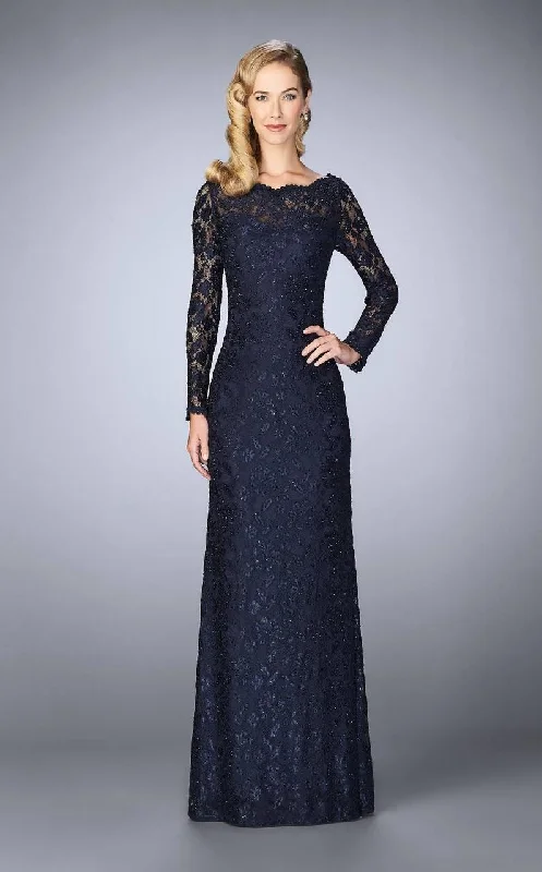 Sweetheart Neckline DressLa Femme 24869SC - Illusion Sleeve Lace Evening Gown