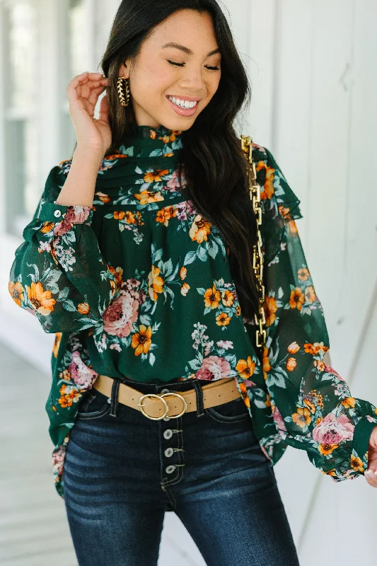 women's tops for fashion-conscious professionalsNeed You Now Green Floral Blouse