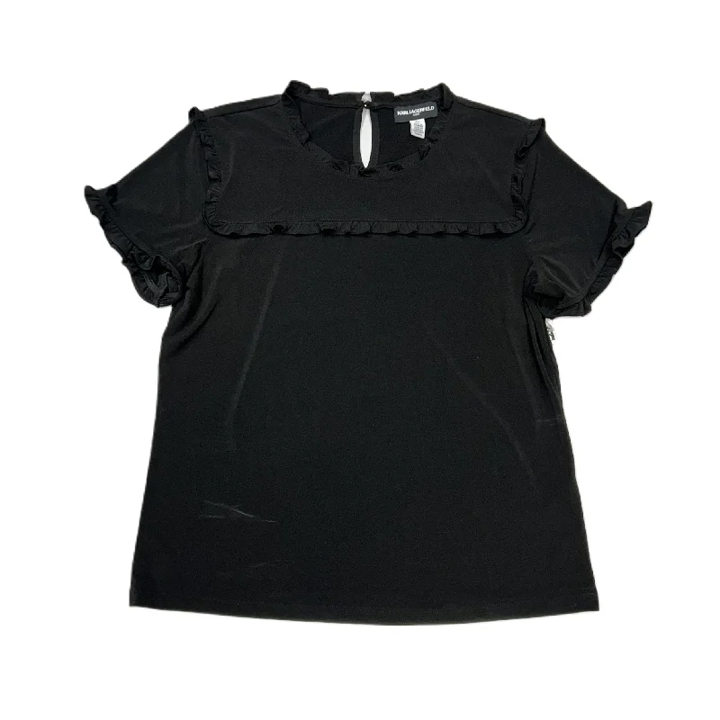 women's tops for black-tie affairsBlack Top Short Sleeve Designer By Karl Lagerfeld, Size: M