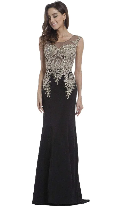 women's bodycon dressesCinderella Divine - Cap Sleeve Illusion Bateau Metallic Lace Evening Gown