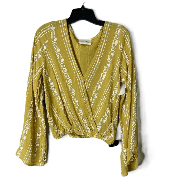 women's tops with geometric patternsTop Long Sleeve By Sadie and Sage In Yellow, Size: S