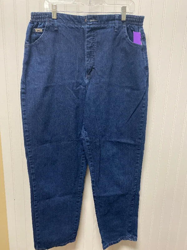 women's denim jeans with patchesBlue Denim Jeans Straight Lee, Size 18