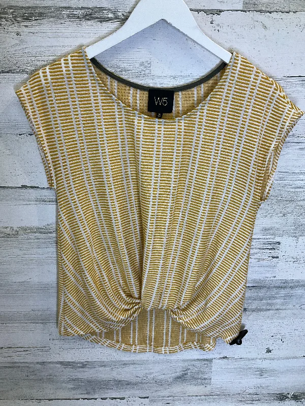 cozy women's tops for fall and winterWhite & Yellow Top Short Sleeve W5, Size M