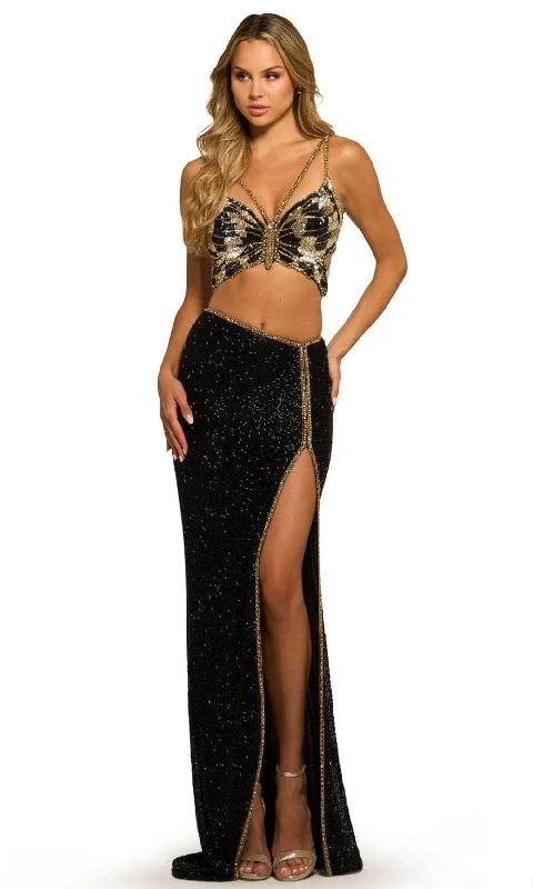 women's high-low dressesSherri Hill 55409 - Beaded Butterfly Evening Gown