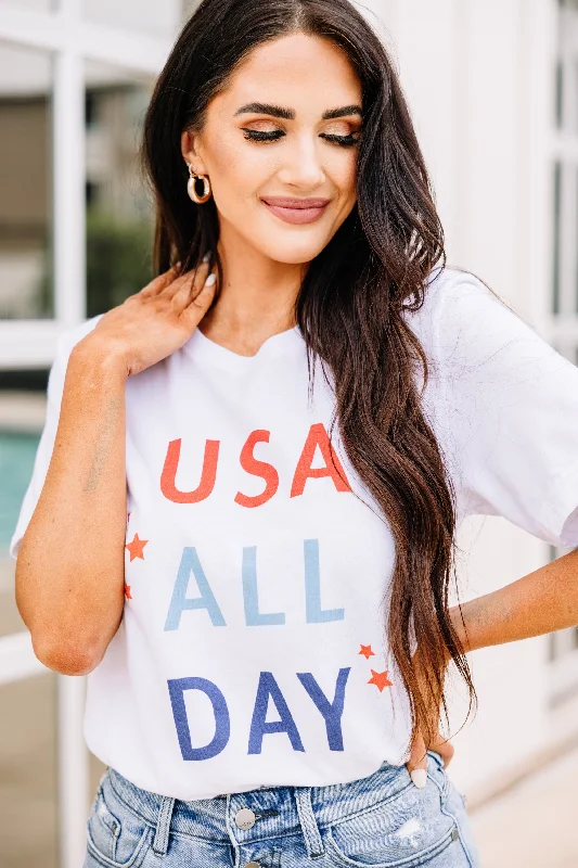 camisoles for womenUSA All Day White Graphic Tee