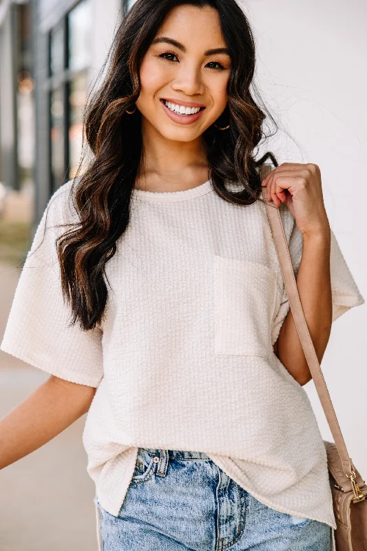 women's tops for black-tie affairsAll I Could Ask For Natural White Ribbed Top