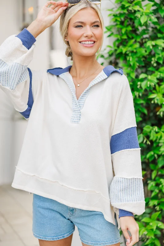 women's tops for those who want to add a touch of elegance and sophistication to their everyday wearHear You Out Blue Striped Pullover