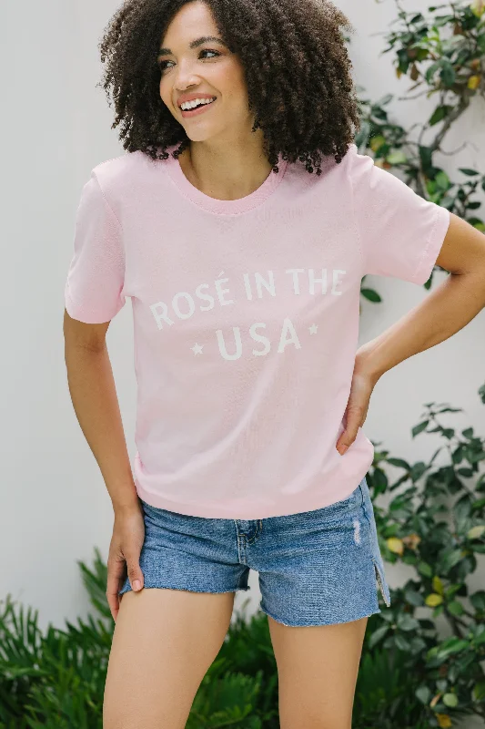 women's tops for summer festivalsRosÃ© In The USA Baby Pink Graphic Tee