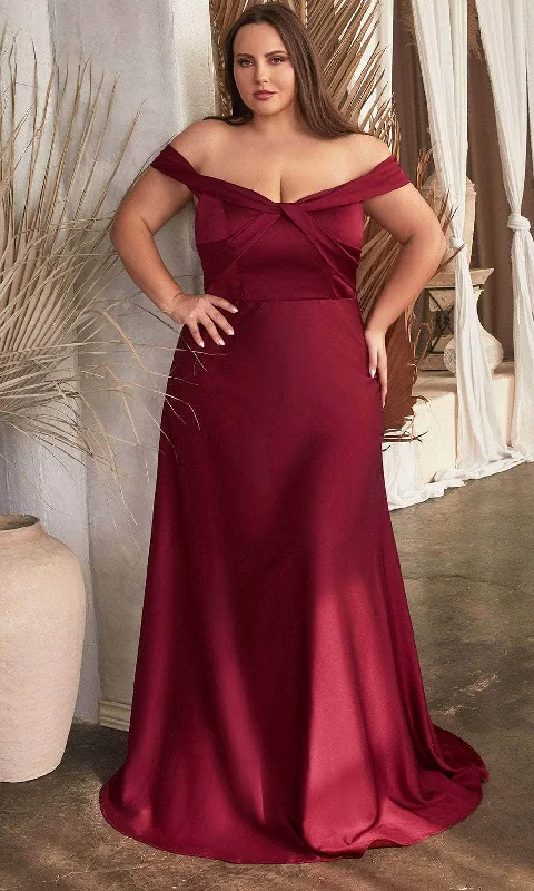 Mermaid DressCinderella Divine CD325C - Satin Off-Shoulder Evening Dress