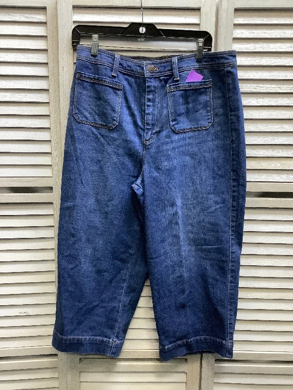 women's denim jeans with leather patchesBlue Denim Jeans Wide Leg Talbots, Size 12