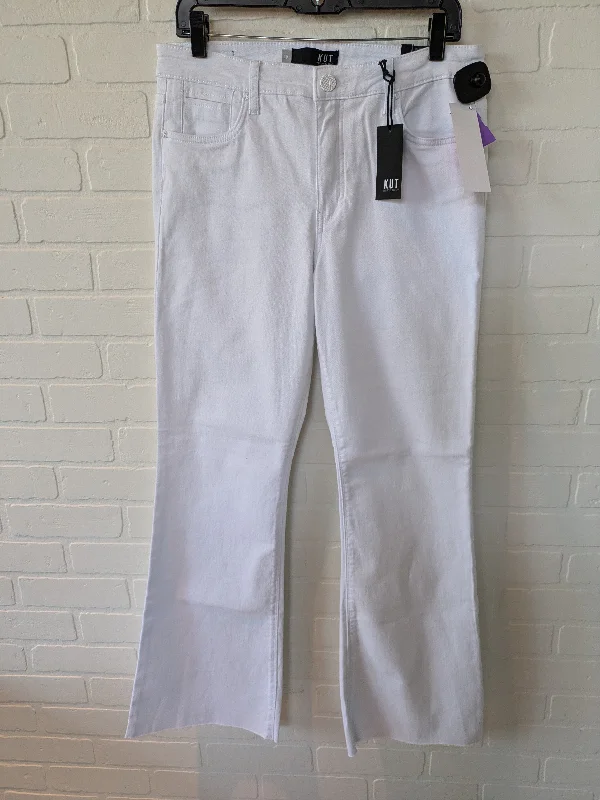 women's denim jeans for a night at the clubWhite Denim Jeans Flared Kut, Size 10