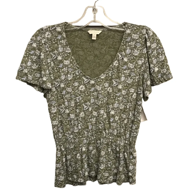 women's tops for picnics in the parkFloral Print Top Short Sleeve By Lucky Brand, Size: Petite   S