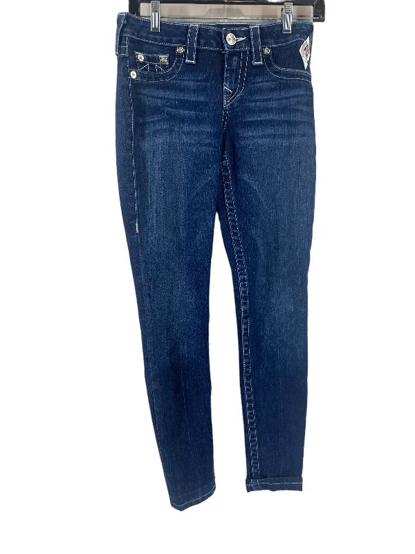 women's denim jeans with sequinsBlue Denim Jeans Skinny True Religion, Size 26