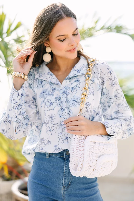 women's tops for those who want to make a fashion statementTake Your Turn White Floral Blouse