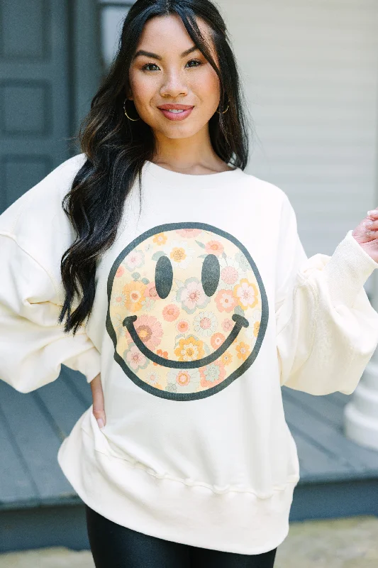 affordable women's topsVintage Vibes Cream White Pullover