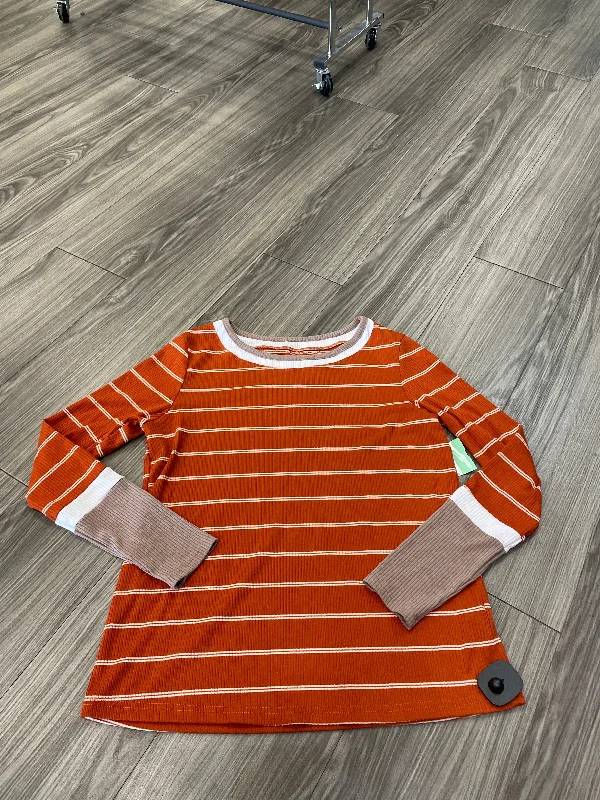 women's tops with spaghetti straps and deep V-necksTop Long Sleeve By Clothes Mentor In Orange, Size: M