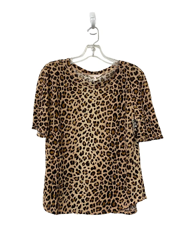 women's tops for glamorous eveningsAnimal Print Top Short Sleeve Basic Rebecca Taylor, Size L