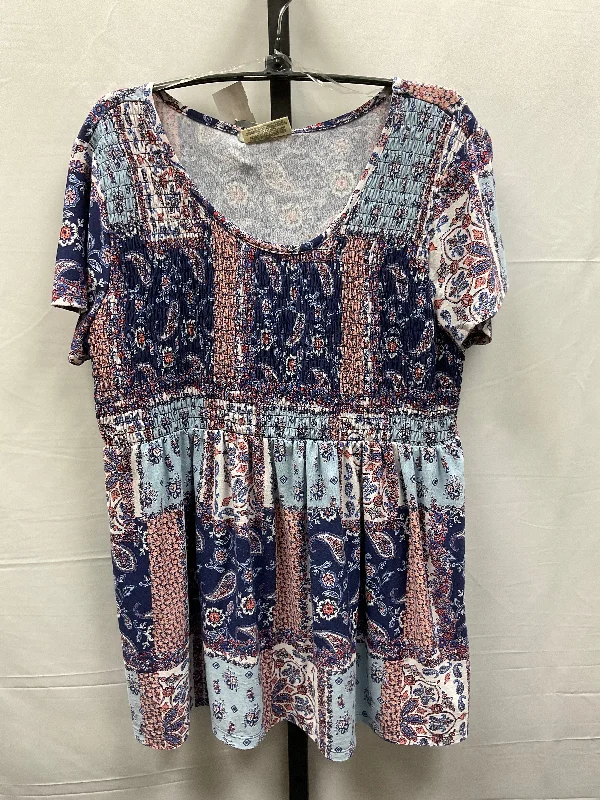 women's tops with floral printsMulti-colored Top Short Sleeve Bobbie Brooks, Size Xl