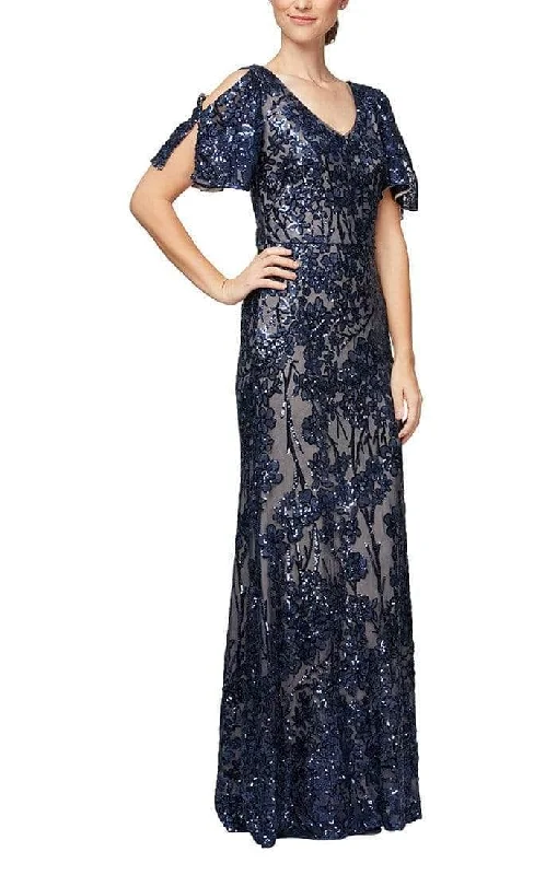 Tall Women DressAlex Evenings - Short Sleeve A-Line Formal Gown 8196611