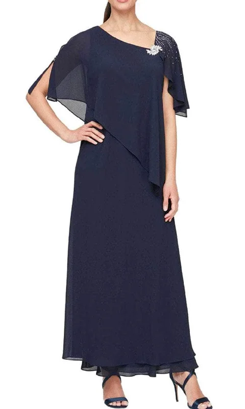 Velvet DressAlex Evenings - 8192003 Stone Accented Cape Dress