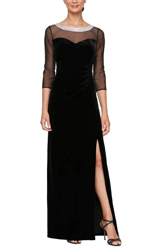 women's flutter-sleeved dressesAlex Evenings 8491951 - Sheer Quarter Sleeve Evening Gown