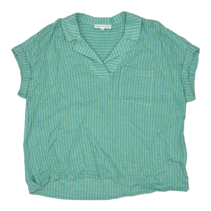 women's tops for those who love to experiment with fashionBLUE & GREEN TOP SS by JANE AND DELANCEY Size:XL