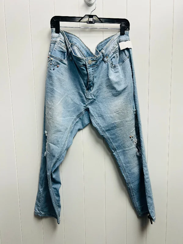 women's denim jeans for tall womenBlue Denim Jeans Cropped Boutique +, Size 18